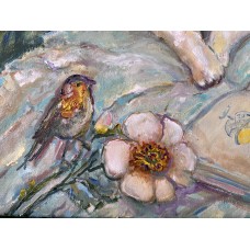 Tea, Cat and Roses - original 40 × 40 cm oil painting Tea, Cat and Roses - original 40 × 40 cm oil painting